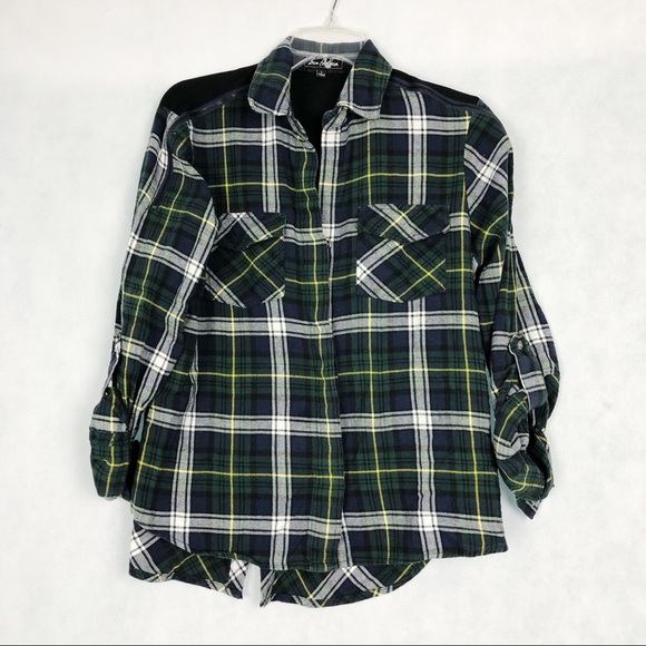 Sam Edelman Tops - Sam Edelman Plaid Split Chiffon-Back Shirt Size Women’s Size Large